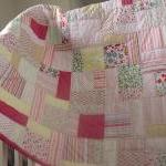 Patchwork Quilt Reversible Pink Flowers And..