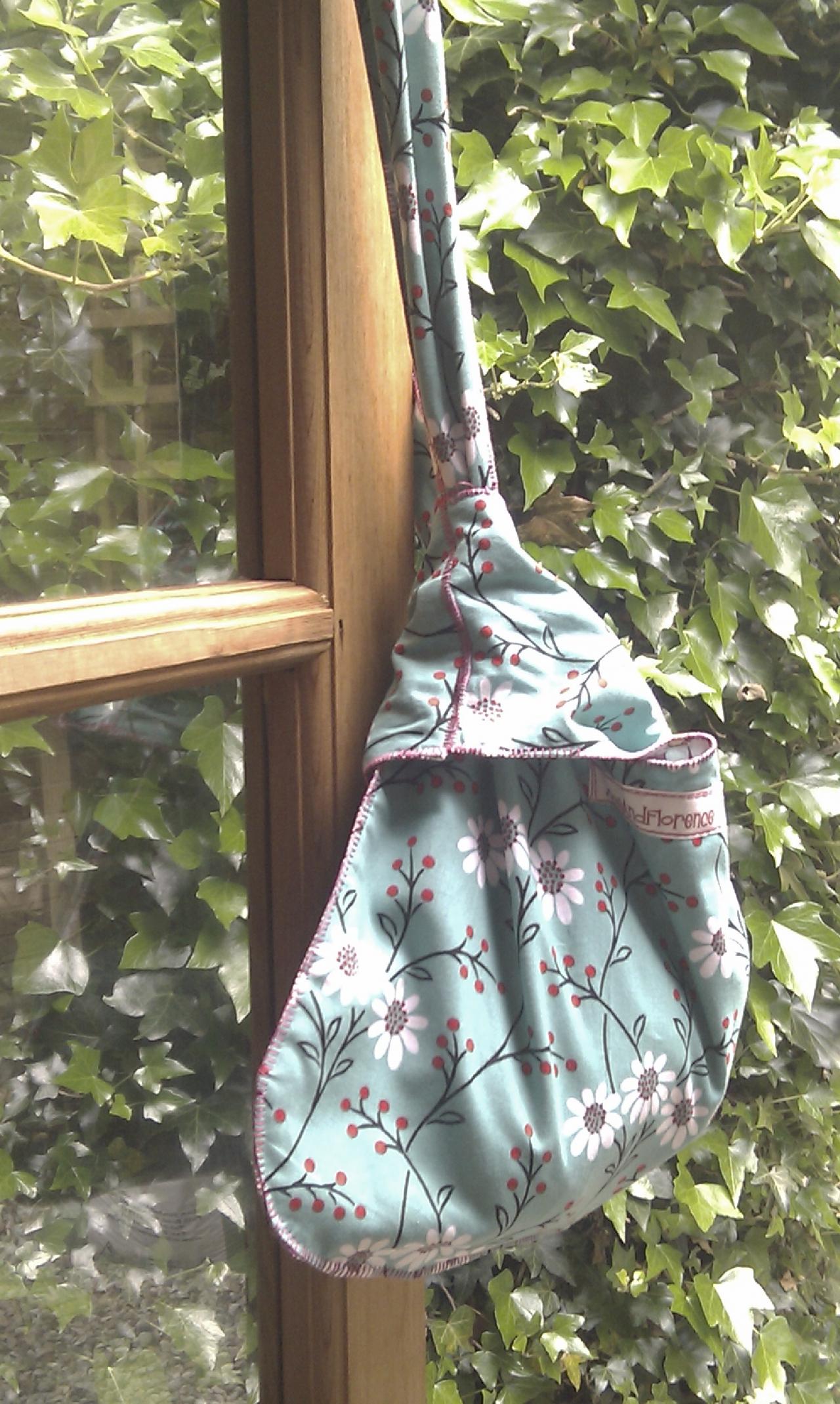 Shoulder Bag Turquoise Or Hippy Flowers Tote Reversible Two For One